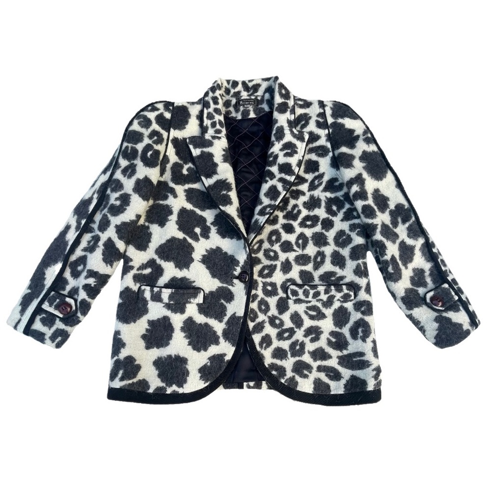 Rare Vintage Leopard Cheetah High Fashion Black White Blazer Suit Jacket